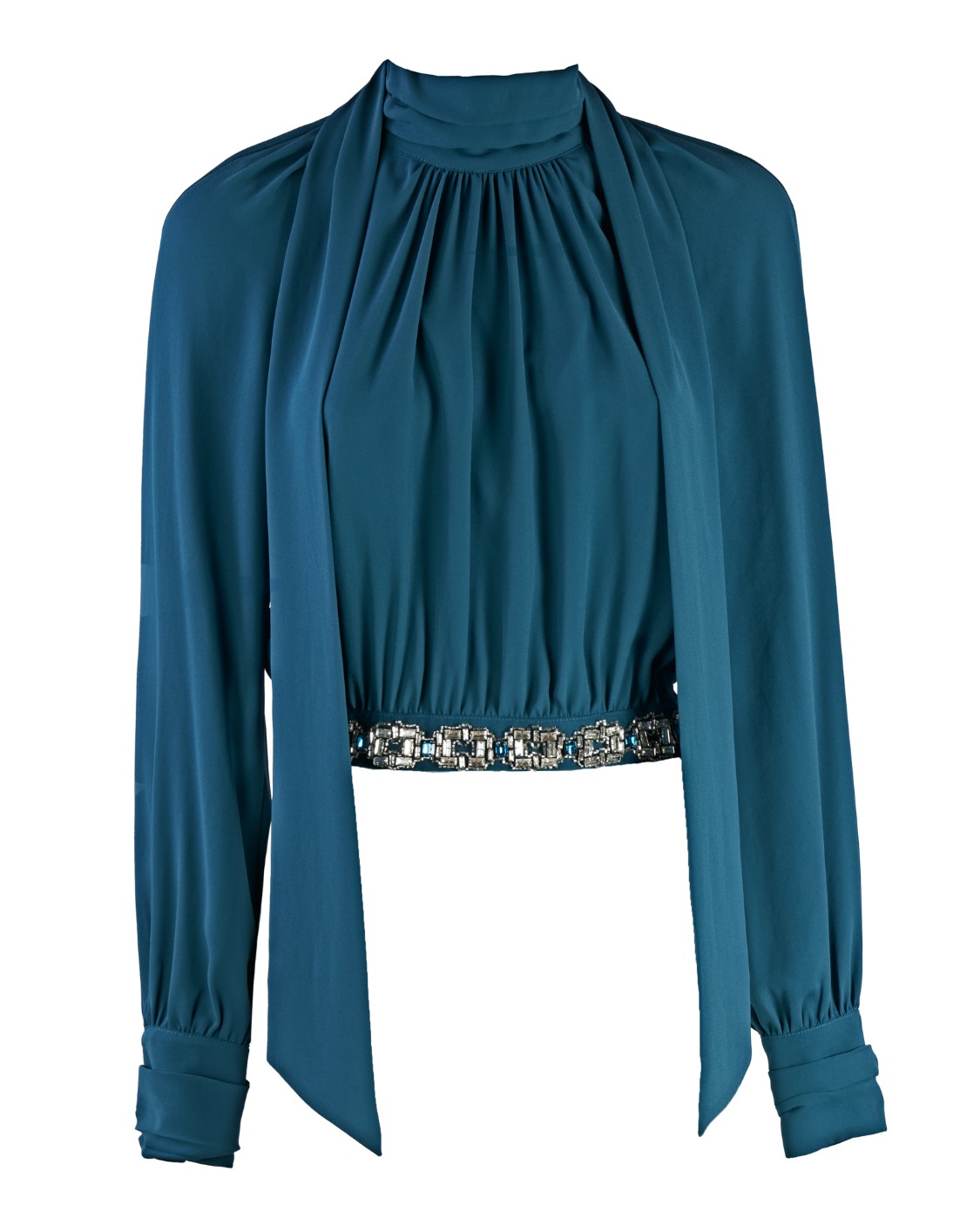 shop ELISABETTA FRANCHI Saldi Camicia: Elisabetta Franchi camicia in viscosa con strass.
Camicia in georgette drappeggia sul davanti con collo alto e foulard fiocco. 
Il punto vita è enfatizzato da un fascione impreziosito da un ricamo di strass.
Composizione: 100% Poliestere.
Fabbricato in Italia.. CA01137E2-804 number 7999329